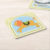 回転木馬ライオンバイジューンエリカヴェス スクエアペーパーコースター (アングル)