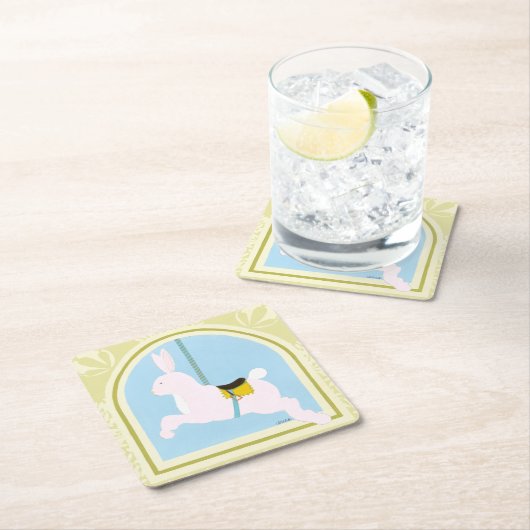 回転木馬ラビットバイジューンエリカヴェス スクエアペーパーコースター (インサイチュ)
