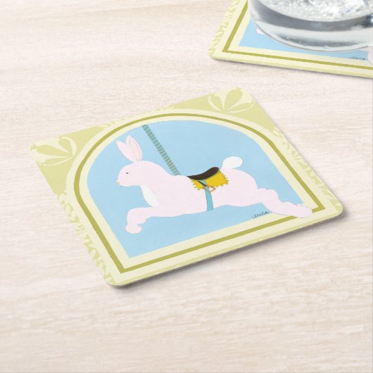 回転木馬ラビットバイジューンエリカヴェス スクエアペーパーコースター (アングル)