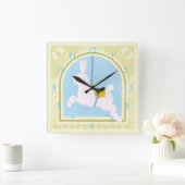 回転木馬ラビットバイジューンエリカヴェス スクエア壁時計 (ホーム)