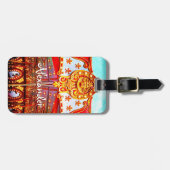 回転木馬レトロヴィンテージ金ゴールド顔写真名前をカスタムする ラゲッジタグ (正面横)