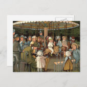 回転木馬ヴィンテージイラストレーション ポストカード (正面/裏面)