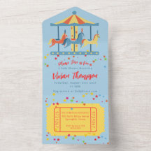 回転木馬回路誕生日招待状