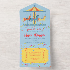 回転木馬回路誕生日招待状 オールインワン招待状