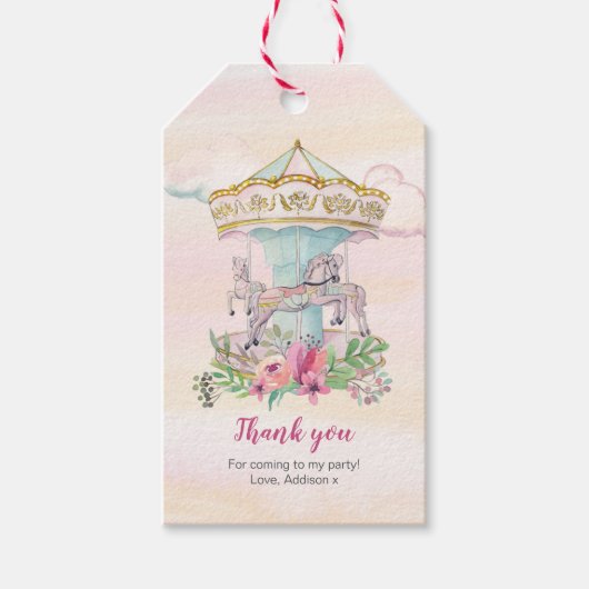 回転木馬感謝していユーメッセージカード ギフトタグ (正面)