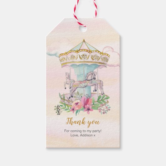 回転木馬感謝していユーメッセージカード ギフトタグ (正面)