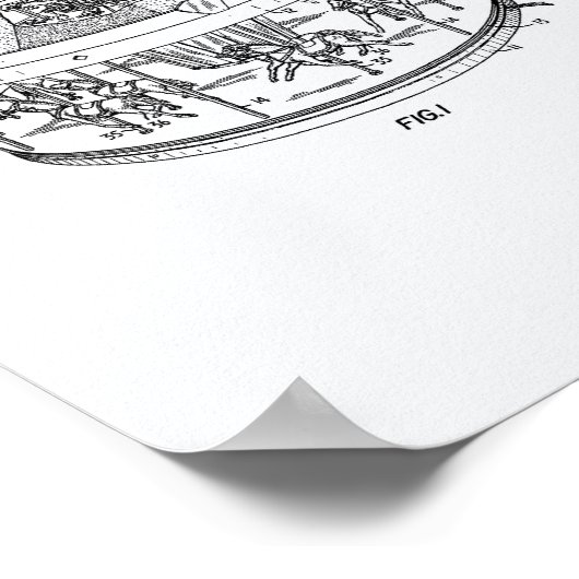 回転木馬機構1965特許芸術ホワイト紙 ポスター (角)