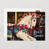 回転木馬生まれの馬の写真の書をきらめかせる ポストカード (正面/裏面)