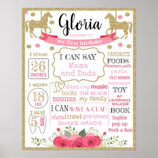 回転木馬第1誕生日看板 ポスター (正面)