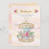 回転木馬誕生日ありがとうございますノートカード 招待状 (正面/裏面)