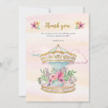 回転木馬誕生日ありがとうございますノートカード