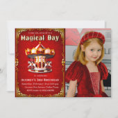 回転木馬誕生日と写真 招待状 (正面)