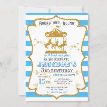 回転木馬誕生日の招待アミューズメントパーク招待状