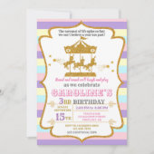 回転木馬誕生日の招待アミューズメントパーク招待状 招待状 (正面)