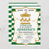 回転木馬誕生日の招待アミューズメントパーク招待状 招待状 (正面/裏面)