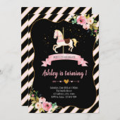 回転木馬誕生日の招待 招待状 (正面/裏面)