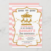 回転木馬誕生日カーニバル誕生日 招待状 (正面/裏面)