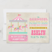 回転木馬誕生日パーティー 招待状 (正面)