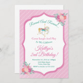 回転木馬誕生日招待状メリーゴーラウンド 招待状 (正面/裏面)