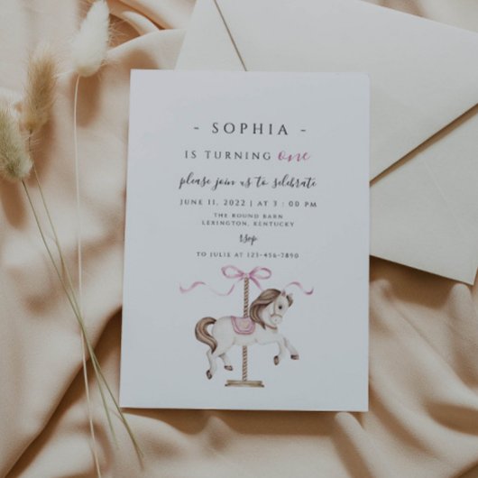 回転木馬誕生日招待状 招待状