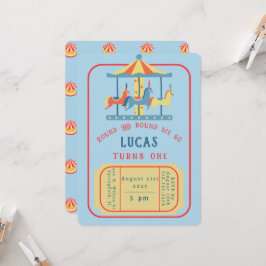 回転木馬誕生日招待 招待状