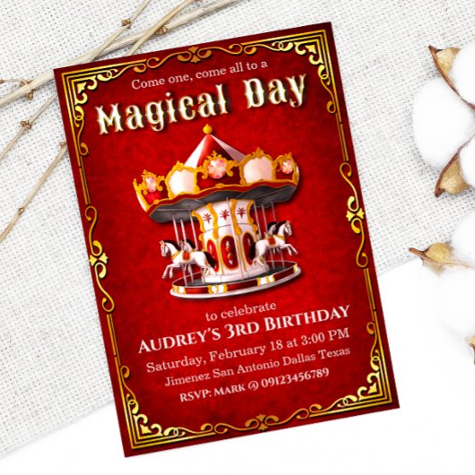 回転木馬誕生日 招待状