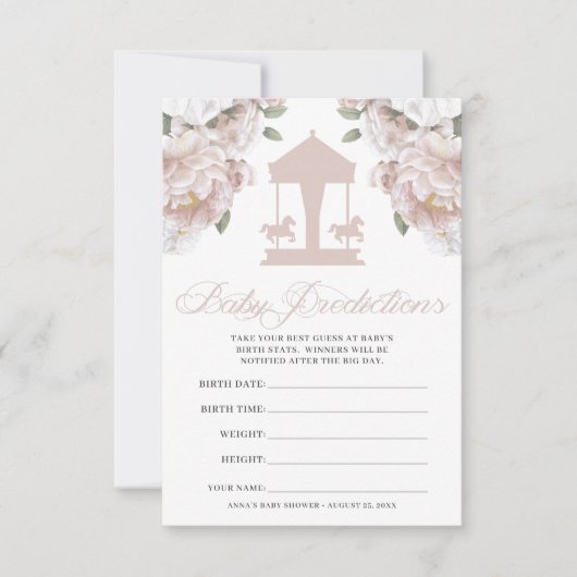 回転木馬赤ちゃんシャワー推量ゲーム 招待状 (正面)