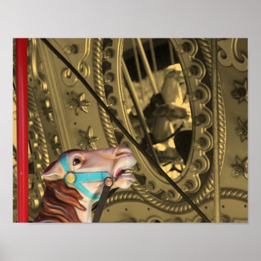 回転木馬馬イン鏡セピア部分色 ポスター (正面)