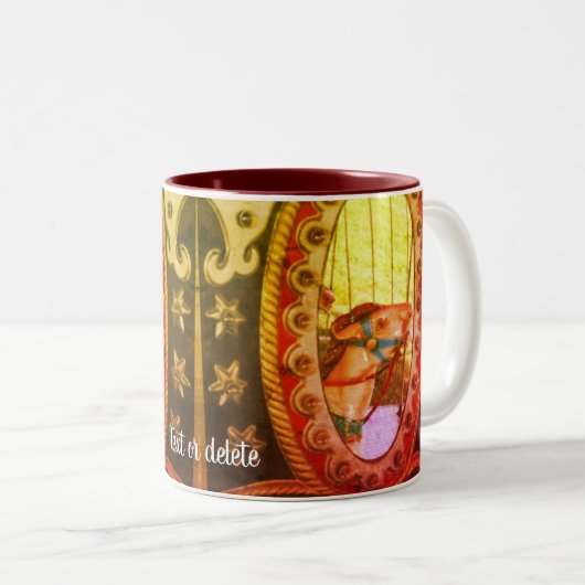 回転木馬馬イン鏡 パーソナライズされた ツートーンマグカップ (正面右)