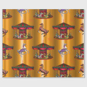 回転木馬馬オン金ゴールド ラッピングペーパー (フラット)