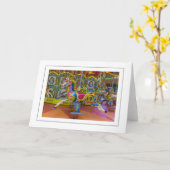 回転木馬馬グリーティングカード カード (黄色い花)