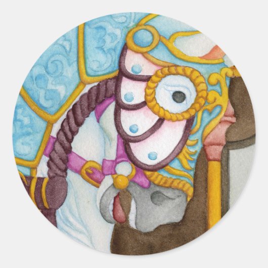 回転木馬馬ステッカー ラウンドシール (正面)