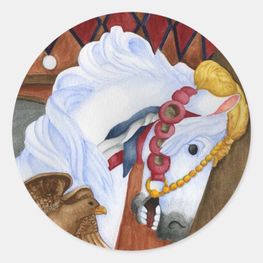 回転木馬馬ステッカー ラウンドシール (正面)