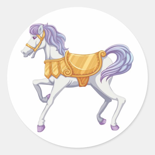回転木馬馬ステッカー ラウンドシール (正面)