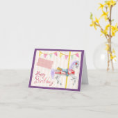 回転木馬馬ハッピーバースデーカード カード (黄色い花)