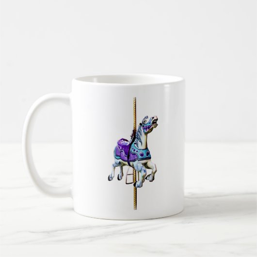 回転木馬馬ラベンダーと青の服 コーヒーマグカップ (左)