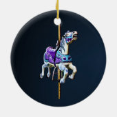 回転木馬馬ラベンダーと青の服 セラミックオーナメント (裏面)