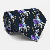 回転木馬馬ラベンダーと青の服 ネクタイ (ロール)