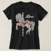 回転木馬馬ヴィンテージイラストレーションキルティングスタイル Tシャツ (デザイン正面)