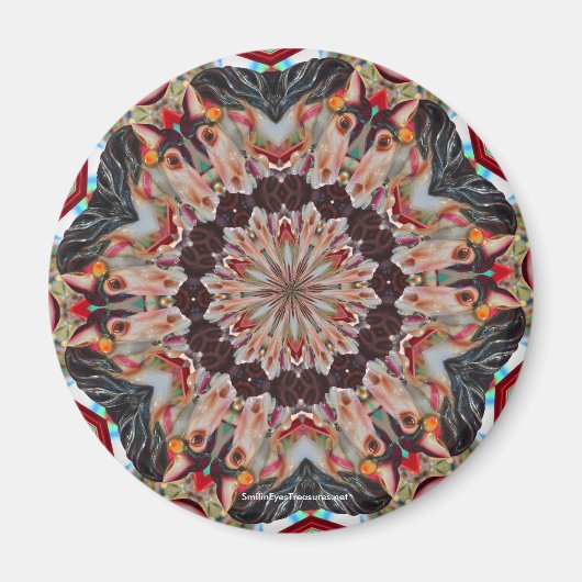 回転木馬馬万華鏡のように千変万化するパターンフォト磁石 マグネット (正面)