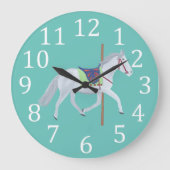 回転木馬馬時計ベビー子供部屋室 ラージ壁時計 (正面)