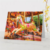 回転木馬馬 カード (黄色い花)