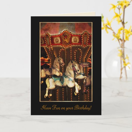 回転木馬馬 カード (黄色い花)