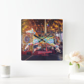 回転木馬馬 スクエア壁時計 (ホーム)