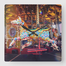 回転木馬馬 スクエア壁時計