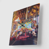 回転木馬馬 スクエア壁時計 (傾斜)