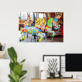 回転木馬 – コニーアイランドNYCポストカード ポスター (ホームオフィス)