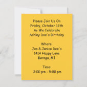 回転木馬·メリーゴー·ラウンド·パーティー誕生日招待状 招待状 (裏面)