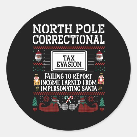 回避 – 小妖精や小人ファミリークリスマスマッチングパパおじさんG ラウンドシール (正面)