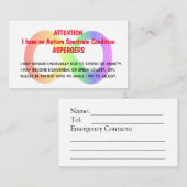 団体や組織カスタム/グループの自閉症アラートカード 名刺 (正面/裏面)